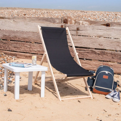 Harbour Housewares - Folding Wooden Garden Deck Chairs - Black - Pack of 4 - 4