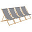 Harbour Housewares - Folding Wooden Garden Deck Chairs - Black Stripe - Pack of 4