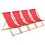Harbour Housewares - Folding Wooden Garden Deck Chairs - Pink - Pack of 4