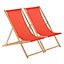 Harbour Housewares - Folding Wooden Garden Deck Chairs - Red - Pack of 2