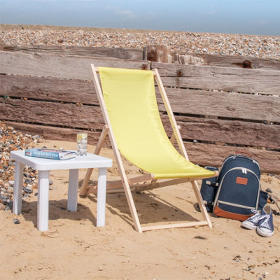 Harbour Housewares - Folding Wooden Garden Deck Chairs - Yellow - Pack of 2 - 4