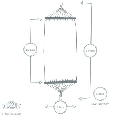 Harbour Housewares - Garden Hammock with Spreader Bars - Multi Stripe - 3
