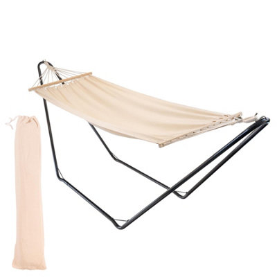 Harbour Housewares - Garden Spreader Bar Hammock with Stand - Natural