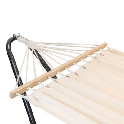 Harbour Housewares - Garden Spreader Bar Hammock with Stand - Natural - 7
