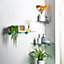 Harbour Housewares - Glass Bathroom Floating Corner Wall Shelf - 20cm - Clear