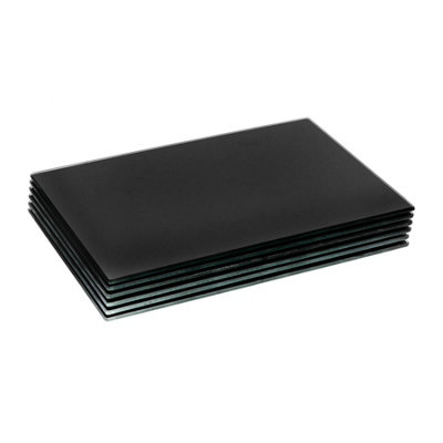 Harbour Housewares - Glass Placemats - 30cm x 20cm - Black - Pack of 6