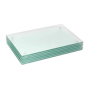 Harbour Housewares - Glass Placemats - 30cm x 20cm - Clear - Pack of 6