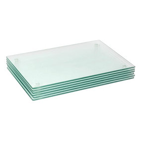 Harbour Housewares - Glass Placemats - 40cm x 30cm - Clear - Pack of 6