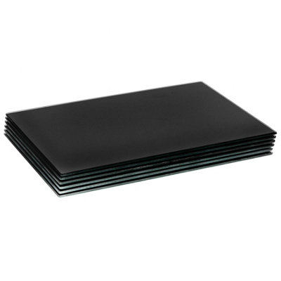 Harbour Housewares - Glass Placemats - 50cm x 40cm - Black - Pack of 6