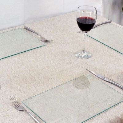 Harbour Housewares - Glass Placemats & Coasters Set - 30cm x 20cm - Clear - 12pc - 7