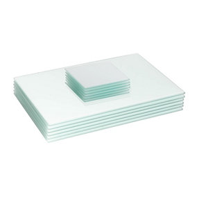 Harbour Housewares - Glass Placemats & Coasters Set - 30cm x 20cm - White - 12pc