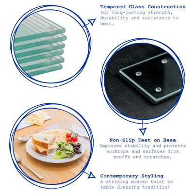 Harbour Housewares - Glass Placemats & Coasters Set - 40cm x 30cm - Clear - 12pc
