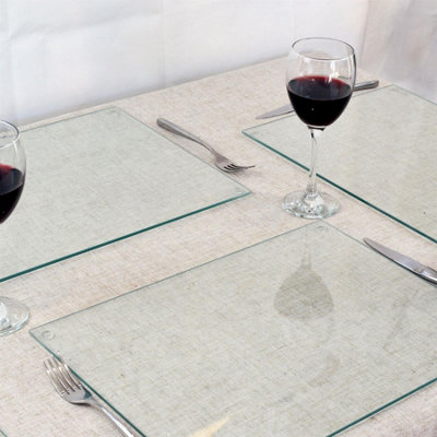 Harbour Housewares - Glass Placemats & Coasters Set - 40cm x 30cm - Clear - 12pc - 7