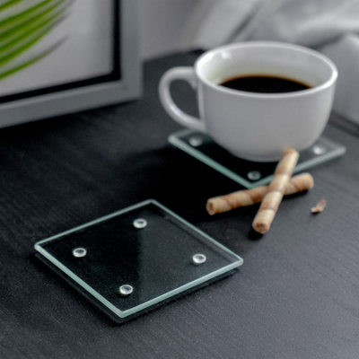 Harbour Housewares - Glass Placemats & Coasters Set - 40cm x 30cm - Clear - 12pc - 5