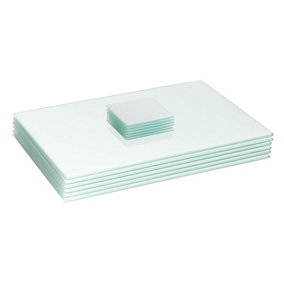 Harbour Housewares - Glass Placemats & Coasters Set - 40cm x 30cm - White - 12pc
