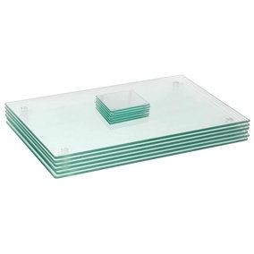 Harbour Housewares - Glass Placemats & Coasters Set - 50cm x 40cm - Clear - 12pc
