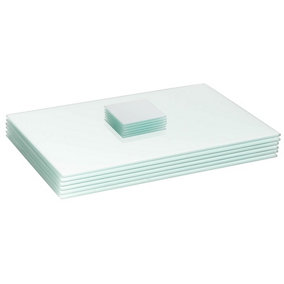Harbour Housewares - Glass Placemats & Coasters Set - 50cm x 40cm - White - 12pc