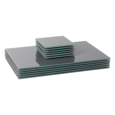 Harbour Housewares - Glass Placemats & Square Coasters Set - 30cm x 20cm - Grey - 12pc