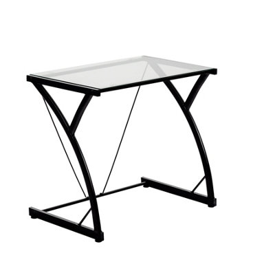 Harbour Housewares Glass Top Computer Desk Black DIY at B&Q
