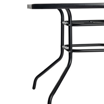 Harbour Housewares - Glass Top Garden Table - Glass Top Outdoor Patio Coffee Bistro Furniture - 90 x 90cm - Black - 7