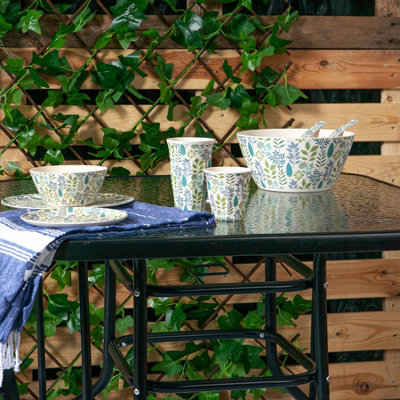 Harbour Housewares - Glass Top Garden Table - Glass Top Outdoor Patio Coffee Bistro Furniture - 90 x 90cm - Black - 5