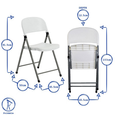 Harbour Housewares Height Adjustable Folding Camping Picnic Table & Chair Set - 120cm (4ft) - White