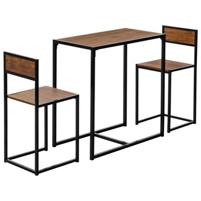 Harbour Housewares - Industrial 2 Seater Breakfast Bar Set - Brown