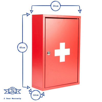 Harbour Housewares - Industrial Medicine Cabinet - 45cm - Red - 3