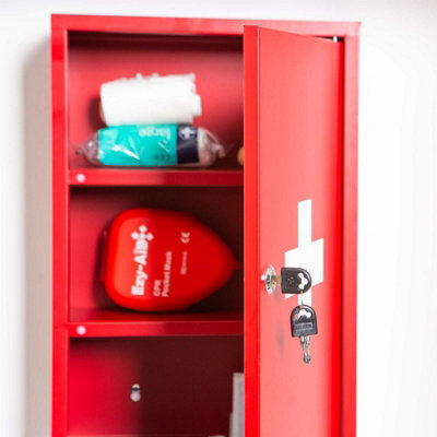 Harbour Housewares - Industrial Medicine Cabinet - 45cm - Red - 5