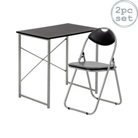 Harbour Housewares - Industrial Office Desk & Chair Set - Black/Black