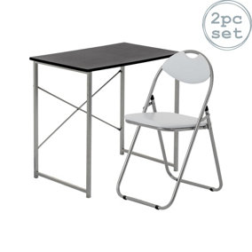 Harbour Housewares - Industrial Office Desk & Chair Set - Black/White