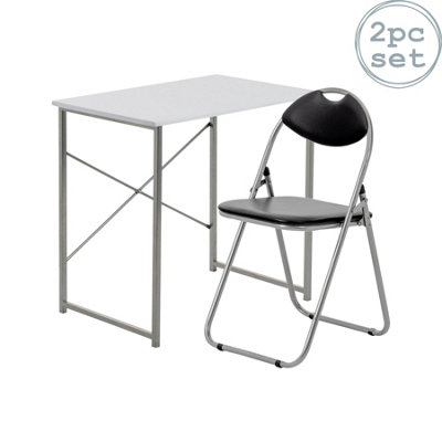 Foldable office table and deals chair set