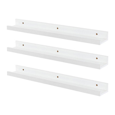 Harbour Housewares Kids Floating Gallery Bookshelves - 57cm - White - Pack of 3