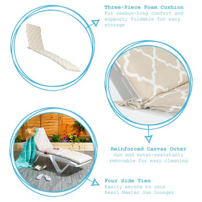 Harbour Housewares - Master Sun Lounger Cushion - Beige Moroccan - 3