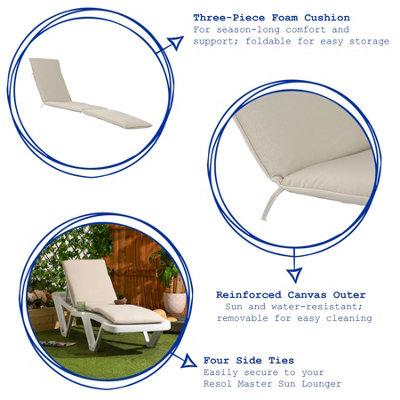 Harbour Housewares - Master Sun Lounger Cushion - Beige - 3