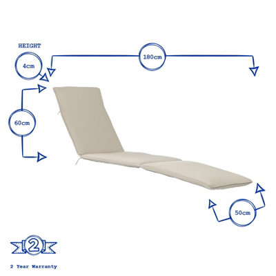 Harbour Housewares - Master Sun Lounger Cushion - Beige - 4