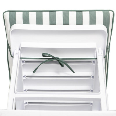 Harbour Housewares - Master Sun Lounger Cushion - Green Stripe - 7