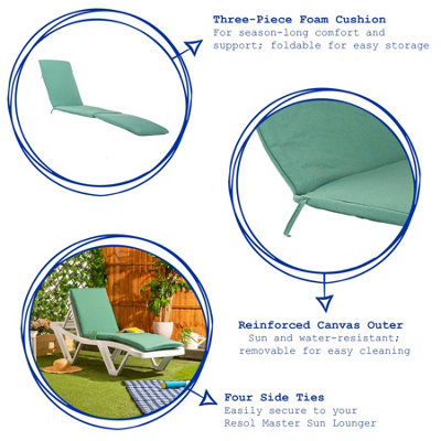 Harbour Housewares - Master Sun Lounger Cushion - Green - 3