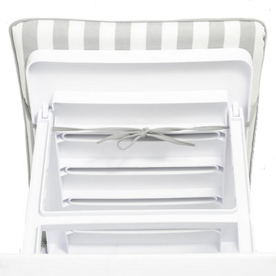 Harbour Housewares - Master Sun Lounger Cushion - Grey Stripe - 7