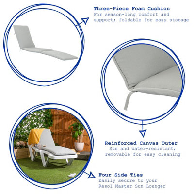 Harbour Housewares - Master Sun Lounger Cushion - Grey - 3