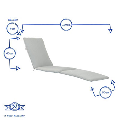 Harbour Housewares - Master Sun Lounger Cushion - Grey - 6