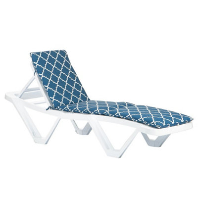 Harbour Housewares - Master Sun Lounger Cushion - Navy Moroccan