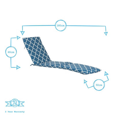 Harbour Housewares - Master Sun Lounger Cushion - Navy Moroccan - 4