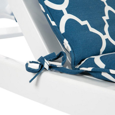 Harbour Housewares - Master Sun Lounger Cushion - Navy Moroccan - 6