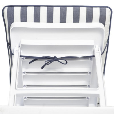 Harbour Housewares - Master Sun Lounger Cushion - Navy Stripe - 7