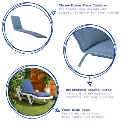 Harbour Housewares - Master Sun Lounger Cushion - Navy - 3