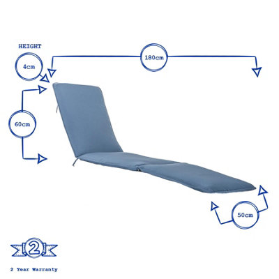 Harbour Housewares - Master Sun Lounger Cushion - Navy - 4