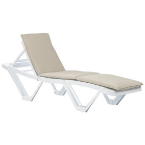 Harbour Housewares - Master Sun Lounger & Cushion Set - White/Beige