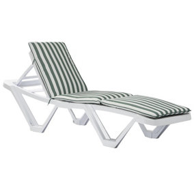 Harbour Housewares - Master Sun Lounger & Cushion Set - White/Green Stripe