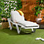 Harbour Housewares - Master Sun Lounger & Cushion Set - White/Grey Stripe
